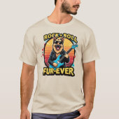 Rock and Roll Duitse Herder Retro Sunset Art T-shirt (Voorkant)