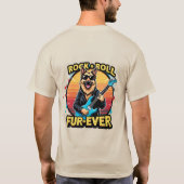 Rock and Roll Duitse Herder Retro Sunset Art T-shirt (Achterkant)