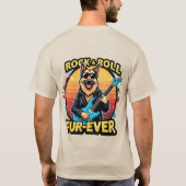 Rock and Roll Duitse Herder Retro Sunset Art T-shirt (Achterkant)