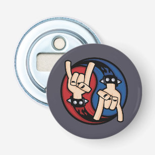 Rock and Roll Duivelhoorns Yin Yang Button Flesopener