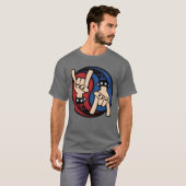 Rock and Roll Duivelhoorns Yin Yang T-shirt (Voorkant volledig)