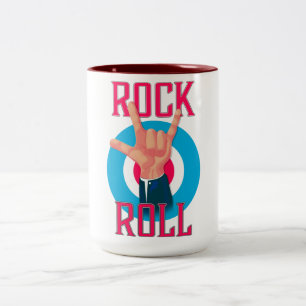 Rock and roll duivels hoorns tweekleurige koffiemok