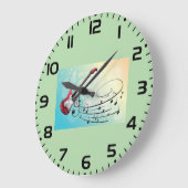 Rock and Roll Electric Guitar Swirling Music Notes Grote Klok (Hoek)