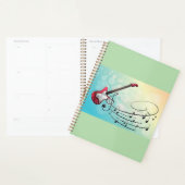 Rock and Roll Electric Guitar Swirling Music Notes Planner (Display)