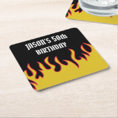Rock and Roll Flames Custom Message Party Kartonnen Onderzetters (Schuin)