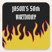 Rock and Roll Flames Custom Message Party Kartonnen Onderzetters (Voorkant)