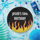 Rock and Roll Flames Custom Message Party Papieren Bordje (Feest)