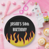 Rock and Roll Flames Custom Message Party Papieren Bordje (Feest)