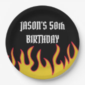 Rock and Roll Flames Custom Message Party Papieren Bordje (Voorkant)