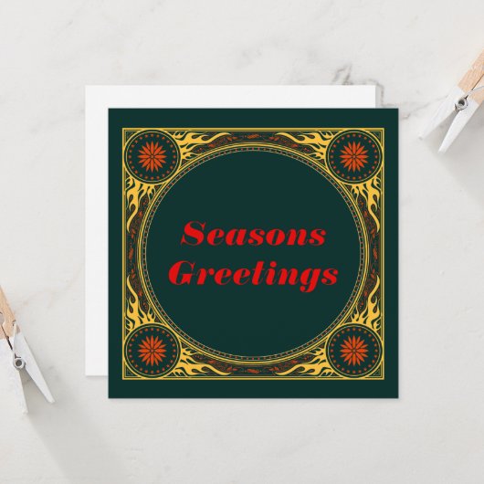 Rock and Roll Flames kerstvakantie Kaart (Voorkant / Achterkant in situ)