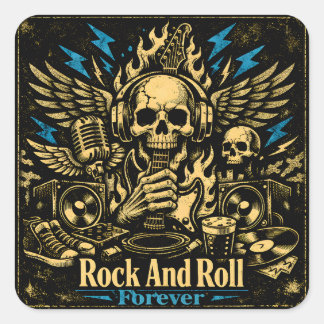 Rock And Roll Forever – Eternal Music Pride Vierkante Sticker