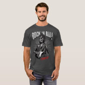 Rock and Roll Forever Skeleton Playing Guitar Punk T-shirt (Voorkant volledig)