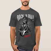 Rock and Roll Forever Skeleton Playing Guitar Punk T-shirt (Voorkant)