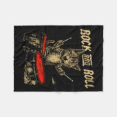 Rock And Roll Funny Cat Playing Drum For Men Women Fleece Deken (Voorkant (Horizontaal))