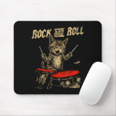Rock And Roll Funny Cat Playing Drum For Men Women Muismat (Met muis)