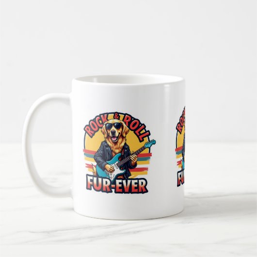 Rock and Roll Fur-Ever Golden Retriever Dog Koffiemok (Links)