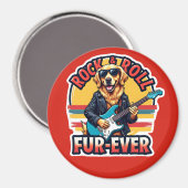 Rock and Roll Fur-Ever Golden Retriever Dog Magneet (Voorkant / Achterkant)