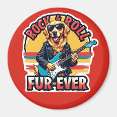 Rock and Roll Fur-Ever Golden Retriever Dog Magneet (Voorkant)
