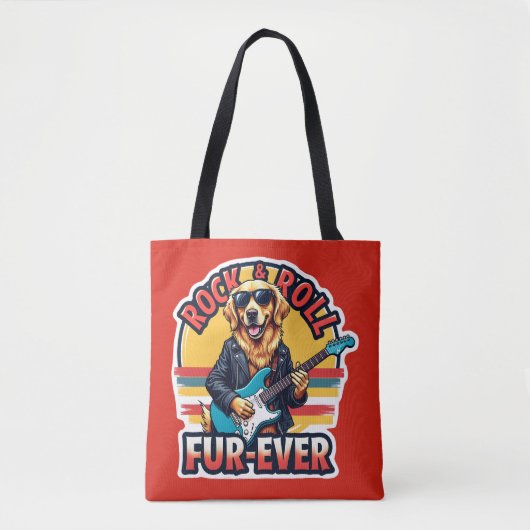 Rock and Roll Fur-Ever Golden Retriever Dog Tote Bag (Voorkant)