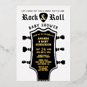 Rock and Roll Gitaar Baby Shower Folie Uitnodiging