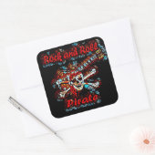 Rock and Roll gitaar Pirate Skull Vierkante Sticker (Envelop)