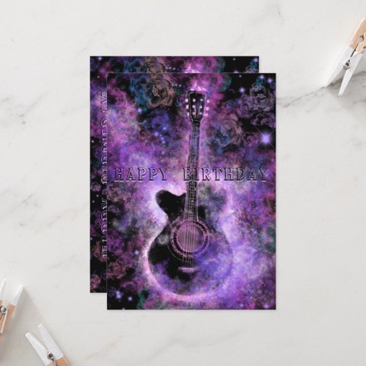 Rock and Roll Gitaar Verjaardagskaart Kaart (Voorkant / Achterkant in situ)