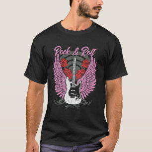 Rock and Roll Gitaar Vintage Rock Vrouwen Muziek T-shirt