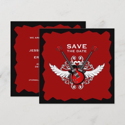 Rock and Roll Gitaren Save the Date uitnodiging (Voorkant / Achterkant)