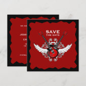 Rock and Roll-gitaren Save the Date-uitnodiging Date (Voorkant / Achterkant)