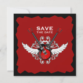 Rock and Roll-gitaren Save the Date-uitnodiging Date