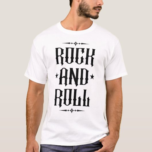 Rock and Roll Gotische typografie ontwerp T-shirt (Voorkant)
