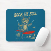 Rock And Roll Grappige Kat Drum Speelt Voor Mannen Muismat (Met muis)