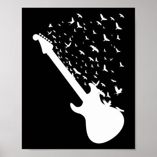 Rock and Roll Guitar Birds Music Lover Poster (Voorkant)