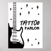 Rock and Roll Guitar Verjaardag Tattoo Parlor Sign Poster (Voorkant)