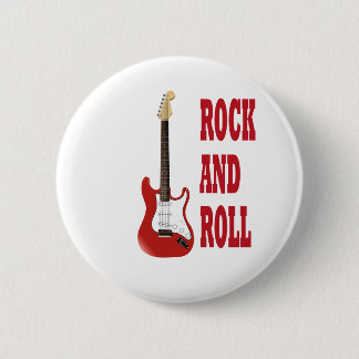 rock and roll guitarra electrica roja ronde button 5,7 cm