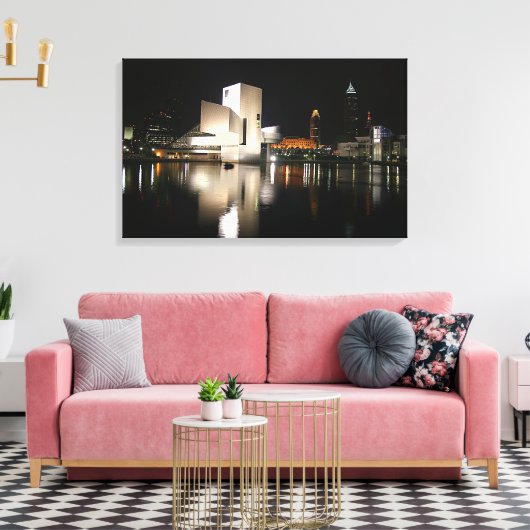 Rock and Roll Hall of Fame & Museum, Cleveland OH Canvas Afdruk (Insitu (Woonkamer))