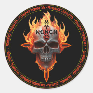 Rock And Roll Heavy Metal Muziekband Vlammende Sch Ronde Sticker