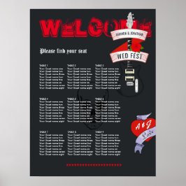Rock and Roll Huwelijks Zitplaatskaart Poster