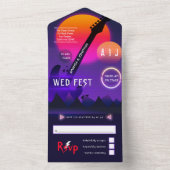 Rock and Roll Huwelijksfeest Rockfest All In One Uitnodiging (Binnen)