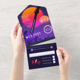 Rock and Roll Huwelijksfeest Rockfest  All In One Uitnodiging