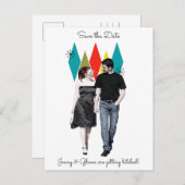 Rock and Roll jaren '50 Stijl Save the Date Aankondigingskaart (Voorkant / Achterkant)