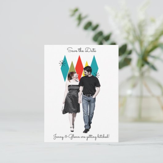 Rock and Roll jaren '50 Stijl Save the Date Aankondigingskaart (Staand voorkant)