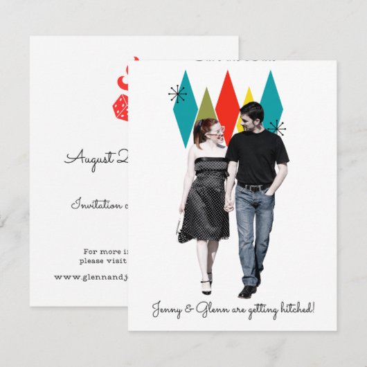 Rock and Roll jaren '50 Stijl Save the Date Notitiekaartje (Voorkant / Achterkant)