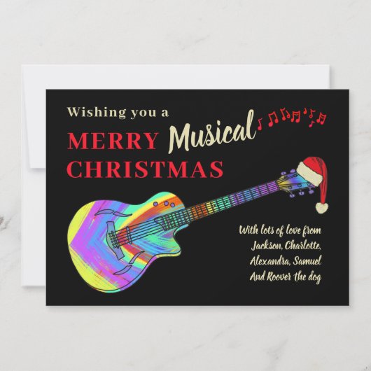 Rock and Roll Kerst Guitar Feestdagenkaart (Voorkant)