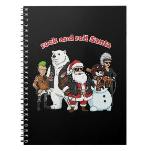 Rock and Roll Kerstman Grappige Biker Punk Kerst Notitieboek