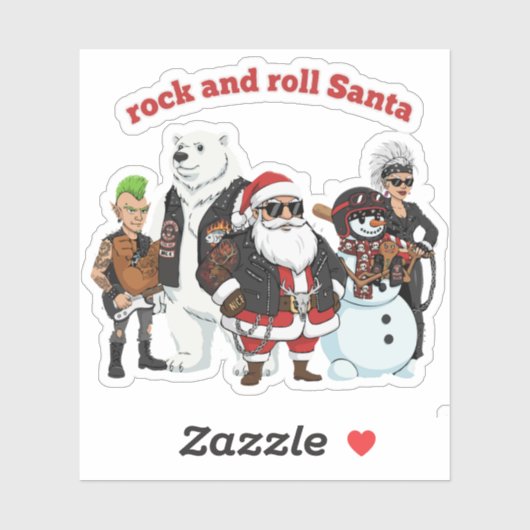 Rock and Roll Kerstman | Grappige Biker Punk Kerst Sticker (Vel)