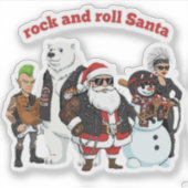 Rock and Roll Kerstman | Grappige Biker Punk Kerst Sticker (Voorkant)