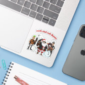 Rock and Roll Kerstman | Grappige Biker Punk Kerst Sticker (Laptop met iPhone)