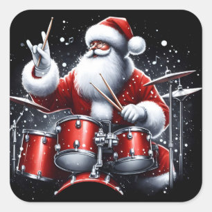Rock and Roll Kerstmis met de Kerstman Vierkante Sticker