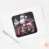 Rock and Roll Kerstmis met de Kerstman Vierkante Sticker (Envelop)